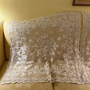 Elegant Lace Table Topper with Floral Design Set of 2